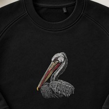 Görkemli Pelikan Portre Nakışlı Bisiklet Yaka Sweatshirt Unisex