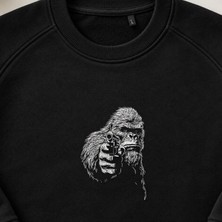 Silahlı Goril Biker Nakışlı Bisiklet Yaka Sweatshirt Unisex