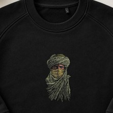 Maskeli Çöl Göçebesi Savaşçı Nakışlı Bisiklet Yaka Sweatshirt Unisex
