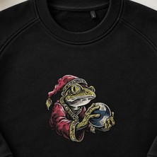 Falcı Büyücü Kurbağa Nakışlı Bisiklet Yaka Sweatshirt Unisex