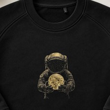 Kozmik Astronot Nakışlı Bisiklet Yaka Sweatshirt Unisex