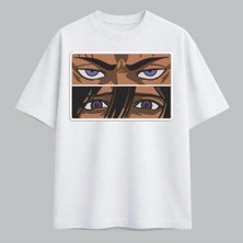 Gojo ve Madara Anime Gözler Nakışlı Tişört Unisex %100 Pamuk