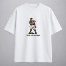 Power In Every Punch Boks Nakışlı Tişört Unisex %100 Pamuk