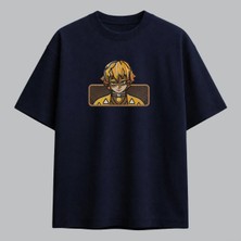 Zenitsu Agatsuma Chibi Demon Slayer Anime Nakışlı Tişört Unisex %100 Pamuk