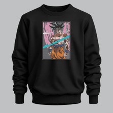 Goku Dragon Ball Anime Nakışlı Bisiklet Yaka Sweatshirt Unisex