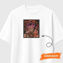 Ryomen Sukuna Jujutsu Kaisen Anime Nakışlı Tişört Unisex %100 Pamuk