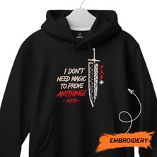 Asta Black Clover Anime Yazılı Nakışlı Kapüşonlu Sweatshirt Unisex Hoodie