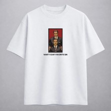 Vanity Is My Favorite Sin Şeytanın Avukatı Nakışlı Tişört Unisex %100 Pamuk