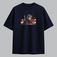 Itachi Uchiha Kızıl Ay Naruto Anime Nakışlı Tişört Unisex %100 Pamuk