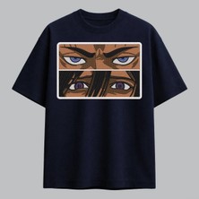 Gojo ve Madara Anime Gözler Nakışlı Tişört Unisex %100 Pamuk