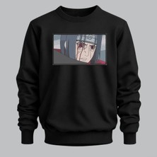 Itachi Uchiha Naruto Anime Çerçeveli Nakışlı Bisiklet Yaka Sweatshirt Unisex