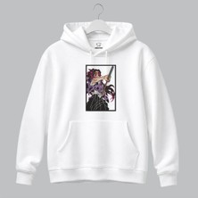 Kokushibo Demon Slayer Anime Nakışlı Kapüşonlu Sweatshirt Unisex Hoodie