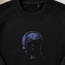 Insan Kafası Profili Zihin ve Düşünce Nakışlı Bisiklet Yaka Sweatshirt Unisex