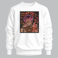 Ryomen Sukuna Jujutsu Kaisen Anime Nakışlı Bisiklet Yaka Sweatshirt Unisex