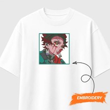 Tanjiro Kamado Demon Slayer Anime Nakışlı Tişört Unisex %100 Pamuk