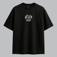 Koi Balıkları Yin Yang Minimal Nakışlı Tişört Unisex %100 Pamuk