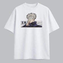 Gojo Satoru Jujutsu Kaisen Anime Nakışlı Tişört Unisex %100 Pamuk