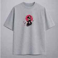 Samuray Kadın ve Sakura Japon Sanatı Nakışlı Tişört Unisex %100 Pamuk