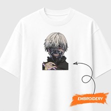 Ken Kaneki Tokyo Ghoul Anime Nakışlı Tişört Unisex %100 Pamuk
