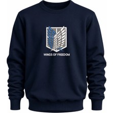 Wings Of Freedom Attack On Titan Anime Nakışlı Bisiklet Yaka Sweatshirt Unisex