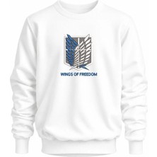 Wings Of Freedom Attack On Titan Anime Nakışlı Bisiklet Yaka Sweatshirt Unisex