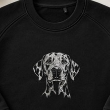 Gerçekçi Dalmaçyalı Köpek Nakışlı Bisiklet Yaka Sweatshirt Unisex