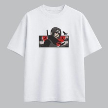 Itachi Uchiha Kızıl Ay Naruto Anime Nakışlı Tişört Unisex %100 Pamuk