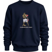 Power In Every Punch Boks Nakışlı Bisiklet Yaka Sweatshirt Unisex