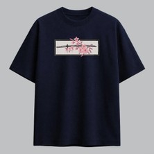 Katana ve Sakura Japon Sanatı Nakışlı Tişört Unisex %100 Pamuk