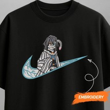 Obanai Iguro Demon Slayer Anime Nakışlı Tişört Unisex %100 Pamuk