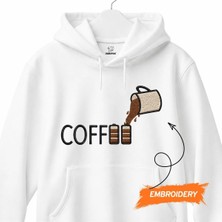 Coffee Loading Kahve Temalı Nakışlı Kapüşonlu Sweatshirt Unisex Hoodie