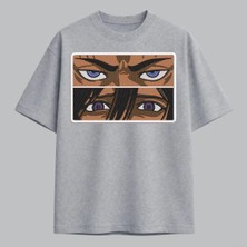 Gojo ve Madara Anime Gözler Nakışlı Tişört Unisex %100 Pamuk