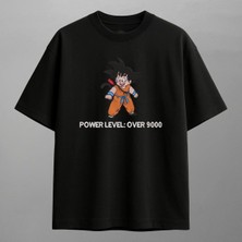 Goku Power Level Over 9000 Dragon Ball Nakışlı Tişört Unisex %100 Pamuk