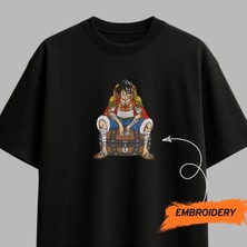 Monkey D. Luffy One Piece Anime Nakışlı Tişört Unisex %100 Pamuk