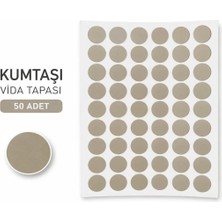 Krpy Kumtaşı Yapışkanlı Vida Tapası 50 Adet – Mobilya Vida Deliği Kapatıcı, Kendinden Yapışkanlı Yuvarlak Dekoratif Kapak, Mdf, Suntalam ve Dolap Mobilya Tamamlayıcı