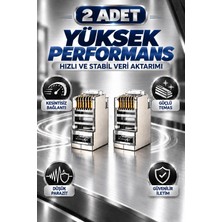 Pemberton 2 Adet / RJ45 Cat6 Konnektör Metal Gövdeli Ağ Kablosu Jakı / Gold Kaplama Kontak Yüksek Performans Konnektör