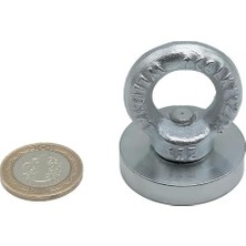Çok Güçlü Deniz Mıknatısı - Fishing Magnet - Neodyum Daimi Çelik Mıknatıs - Halkalı Pot Mıknatıs - Nikel Kaplı - Paslanmaz - Kararma Yapmaz - Tuzlu Suya Dayanıklı Mns Magneteksan