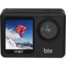 Nexa 1 Wi-Fi 5k 30FPS Aksiyon Kamerası 50 Mp Çift Ekran Geniş Açılı ve Eıs Özellikli 30M Su Geçirmez Bisiklet Motosiklet Vlog Kamerası Siyah (Siyah)