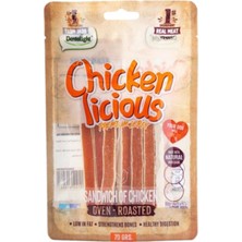 Dentalight Chicken Licious Kurutulmuş Tavuklu Sandviç Köpek Ödül Maması 70GR