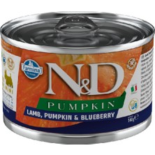 N&d Pumpkin Bal Kabaklı Kuzulu ve Yaban Mersinli Küçük Irk Tahılsız Yetişkin Köpek Konservesi 140GR