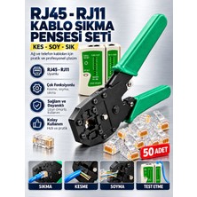 Pemberton Yeni Nesil RJ45 RJ11 Seti – Çok Fonksiyonlu Kesme Soyma Sıkma Pensesi + Kablo Test Cihazı + 50 Adet RJ45 Konnektör Cat5 CAT5E Cat6 Ethernet Lan Internet Kablo Ucu Montaj Tamir Seti