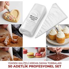 Şirin Home 50'li Profesyonel Krema Sıkma Torbası - Şeffaf Dayanıklı Pastacılık ve Kurabiye Süsleme Poşeti