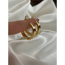 Gold Orta Boy Yassı Halka Küpe