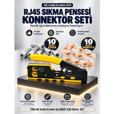 Pemberton RJ45 Profesyonel Ağ Kablolama Seti – Çok Fonksiyonlu Sıkma Kesme Soyma Pensesi + 10 Adet RJ45 Konnektör + 10 Adet Koruma Koveri Cat5 CAT5E Cat6 Cat7 Ethernet Lan Internet Kablo Ucu Montaj Tamir Seti