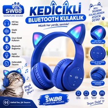 Kedicikli LED Işıklı Bluetooth Kulaklık Mavi - Lisinya - 987501-RST-OZD