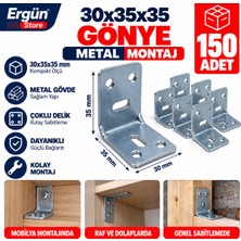Ergün Store Mobilya , Raf , Genel Sabitleme Sunta Sağlamlaştırıcı 30X35X35 Demir L Gönye 150 Adet