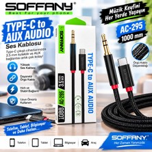 Soffany AC-295 Hasır Örgü Type-C Aux Ses Kablosu (1 Metre) - Lisinya - 987534-RST-OZD