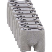 9 Adet Feelline Gri Pamuklu Doğal Likralı Erkek Boxer — Beden: Xl