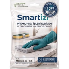 2 Çift Smartizi Bulaşık ve Temizlik Eldiveni - Avantaj Paketi Dayanıklı Doğal Kauçuk Eldiven
