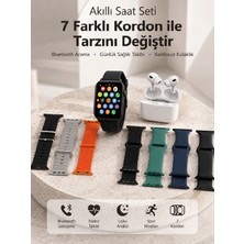 Bluetooth Görüşme Destekli Akıllı Saat Seti Kablosuz Kulaklık, 7 Kordon ve Çoklu Spor Modu - Lisinya